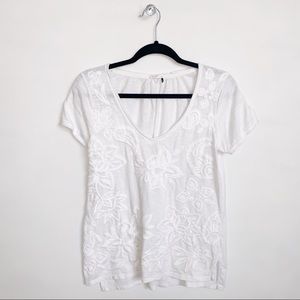 Akemi + Kin | Anthro White Crochet Cotton Tee